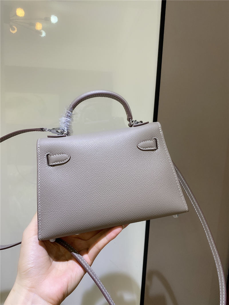 Hermes Kelly Mini II Bag Epsom Leather In Gris Asphalt CTN High