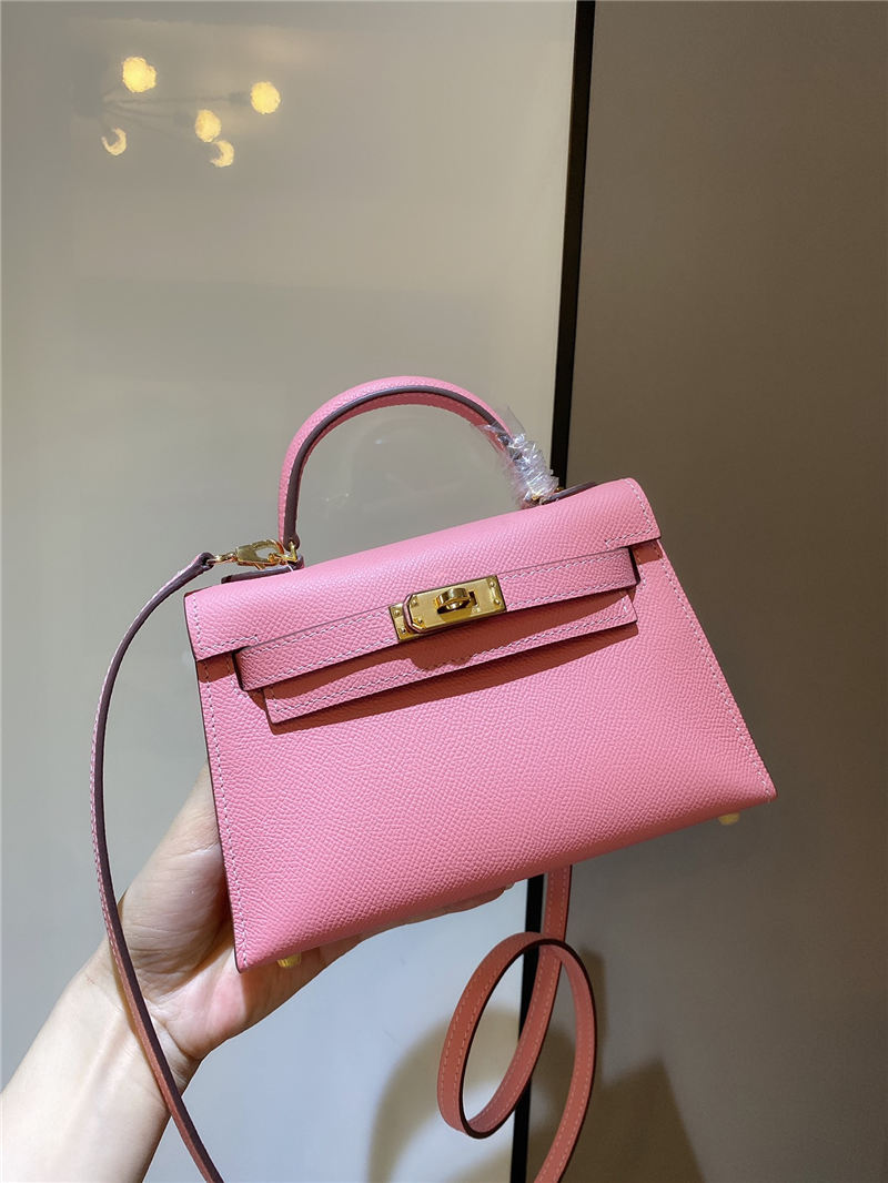 Hermes Kelly Mini II Bag Epsom Leather In Rose Saiura CTN High