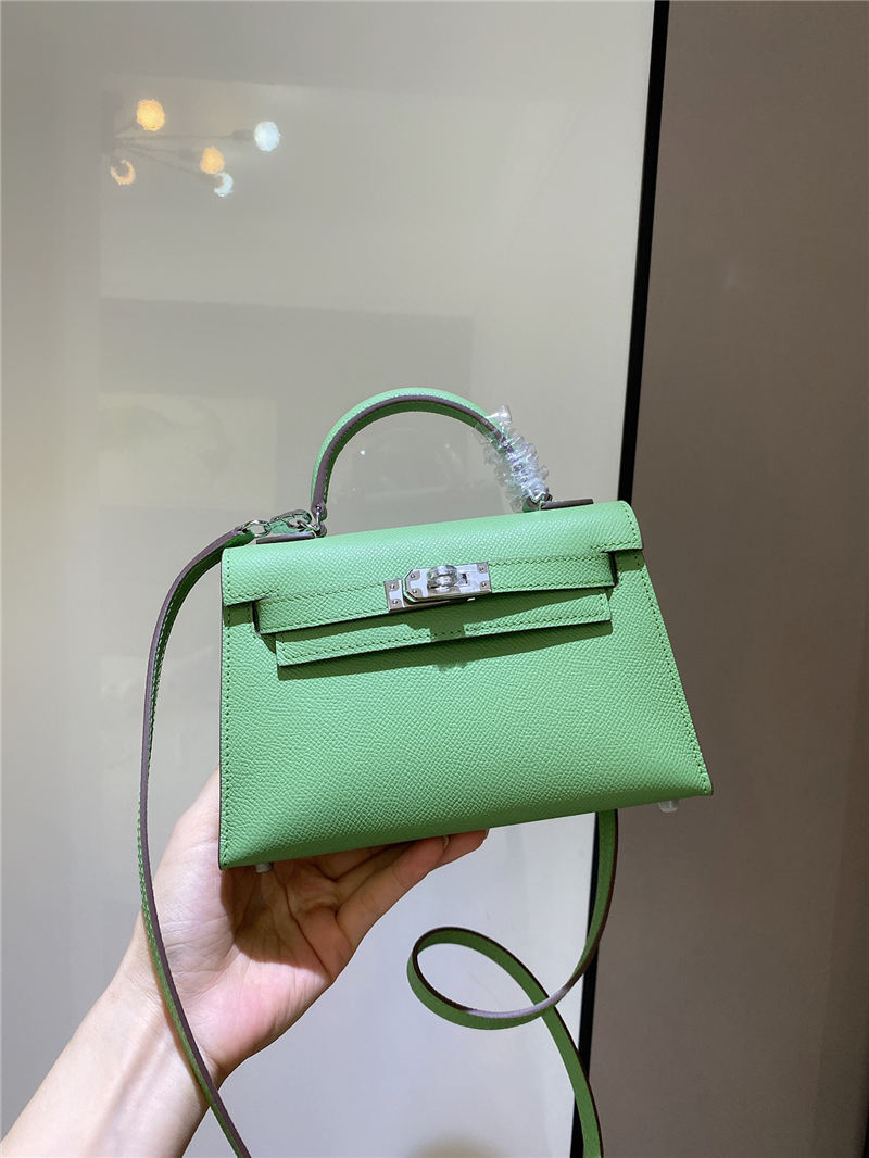 Hermes Kelly Mini II Bag Epsom Leather In Vert Criquet CTN High