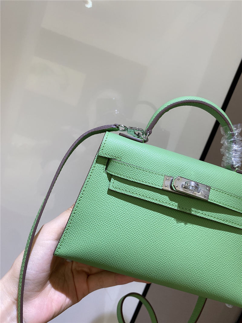 Hermes Kelly Mini II Bag Epsom Leather In Vert Criquet CTN High