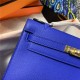 Hermes Kelly Pochette Bag Epsom Leather Silver/Gold Metal WAX High