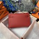 Hermes Kelly Pochette Bag Epsom Leather Silver/Gold Metal WAX High