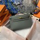 Hermes Kelly Pochette Bag Epsom Leather Silver/Gold Metal WAX High