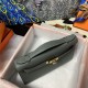 Hermes Kelly Pochette Bag Epsom Leather Silver/Gold Metal WAX High