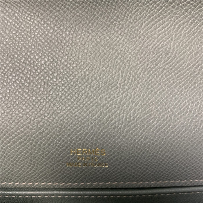 Hermes Kelly Pochette Bag Epsom Leather Silver/Gold Metal WAX High