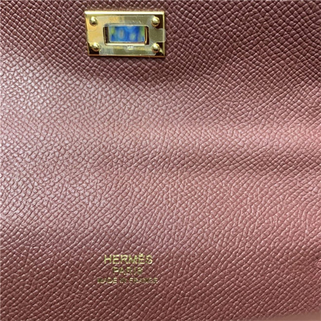 Hermes Kelly Pochette Bag Epsom Leather Silver/Gold Metal WAX High