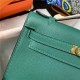 Hermes Kelly Pochette Bag Epsom Leather Silver/Gold Metal WAX High