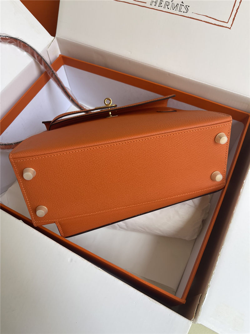 Hermes Kelly Sellier 25 Epsom WAX Orange High