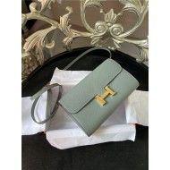 Hermes Constance To Go Long Wallet Epsom Leather Grey-Green Gold-Metal WAX High