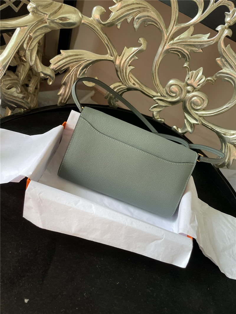 Hermes Constance To Go Long Wallet Epsom Leather Grey-Green Gold-Metal WAX High