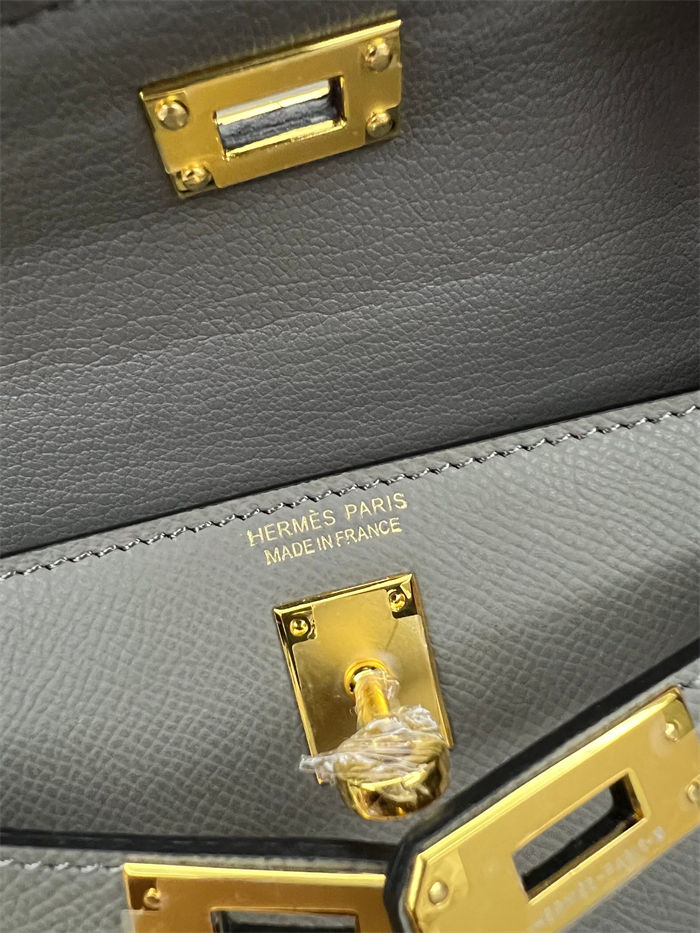 Hermes Kelly Mini II Bag Epsom Leather In Etain CTN High