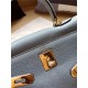 Hermes Kelly 25/28cm Retourne Bag Calfskin In Bleu Lin High