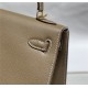 Hermes Kelly 25/28cm Sellier Bag Epsom Leather Silver/Gold Metal In Etoupe-Gold High