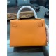 Hermes Kelly 25/28cm Sellier Bag Epsom Leather Silver/Gold Metal In Orange High