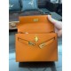 Hermes Kelly 25/28cm Sellier Bag Epsom Leather Silver/Gold Metal In Orange High