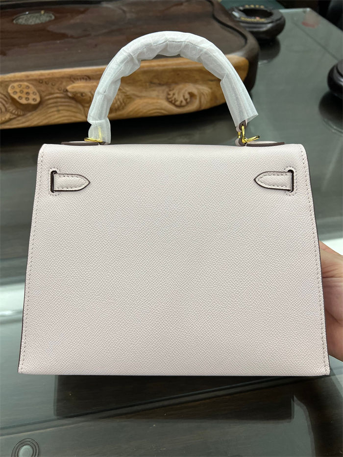 Hermes Kelly 25/28cm Sellier Bag Epsom Leather Silver/Gold Metal In Rose Sheherazade High