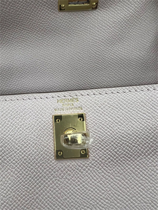 Hermes Kelly 25/28cm Sellier Bag Epsom Leather Silver/Gold Metal In Rose Sheherazade High