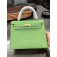 Hermes Kelly 25/28cm Sellier Bag Epsom Leather Silver/Gold Metal In Vert Criquet High