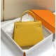 Hermes Kelly 25/28cm Sellier Bag Epsom Leather Silver/Gold Metal In Jaune Ambre High