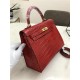 Hermes Kelly 25cm Sellier Bag Embossed Crocodile Leather In Red High