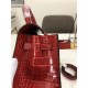 Hermes Kelly 25cm Sellier Bag Embossed Crocodile Leather In Red High