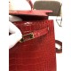 Hermes Kelly 25cm Sellier Bag Embossed Crocodile Leather In Red High