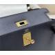 Hermes Kelly 25/28cm Sellier Bag Epsom Leather Silver/Gold Metal In Black-Gold High