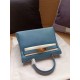 Hermes Kelly 25/28cm Retourne Bag Calfskin In Bleu High