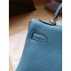 Hermes Kelly 25/28cm Retourne Bag Calfskin In Bleu High