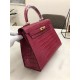 Hermes Kelly 25cm Sellier Bag Embossed Crocodile Leather In Magenta High