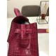 Hermes Kelly 25cm Sellier Bag Embossed Crocodile Leather In Magenta High