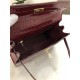 Hermes Kelly 25cm Sellier Bag Embossed Crocodile Leather In Burgundy High