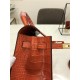 Hermes Kelly 25cm Sellier Bag Embossed Crocodile Leather In Orange-Red High