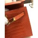 Hermes Kelly 25cm Sellier Bag Embossed Crocodile Leather In Orange-Red High