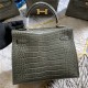 Hermes Kelly 25cm Sellier Bag Embossed Crocodile Leather In Grey High