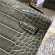 Hermes Kelly 25cm Sellier Bag Embossed Crocodile Leather In Grey High