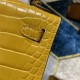 Hermes Kelly 25cm Sellier Bag Embossed Crocodile Leather In Yellow High