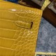 Hermes Kelly 25cm Sellier Bag Embossed Crocodile Leather In Yellow High