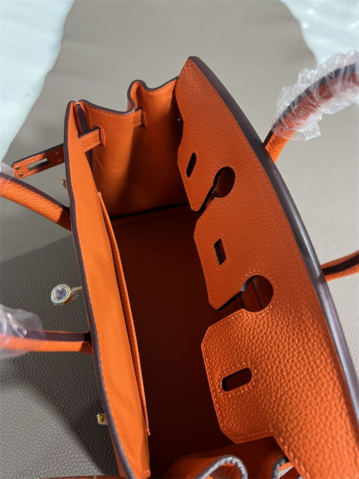 Hermes Birkin 25/30/35cm Bag Togo Leather In Orange WAX High