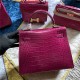 Hermes Kelly 28cm Sellier Bag Embossed Crocodile Leather In Magenta WAX High