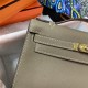 Hermes Kelly Pochette Bag Epsom Leather Silver/Gold Metal WAX High