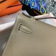 Hermes Kelly Pochette Bag Epsom Leather Silver/Gold Metal WAX High