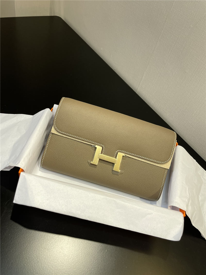 Hermes Constance To Go Long Wallet Epsom Leather Etoupe Gold-Metal WAX High