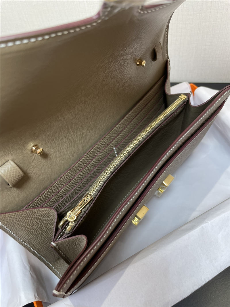 Hermes Constance To Go Long Wallet Epsom Leather Etoupe Gold-Metal WAX High