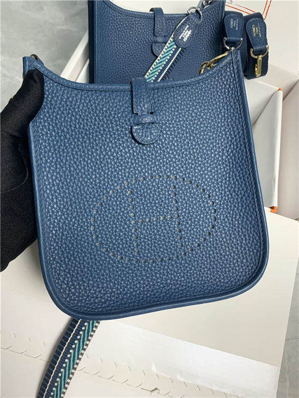 Hermes Evelyne III TPM Mini Bag Togo Leather In Navy Blue WAX High