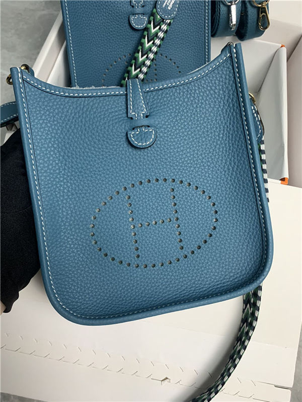 Hermes Evelyne III TPM Mini Bag Togo Leather In Denim Blue WAX High