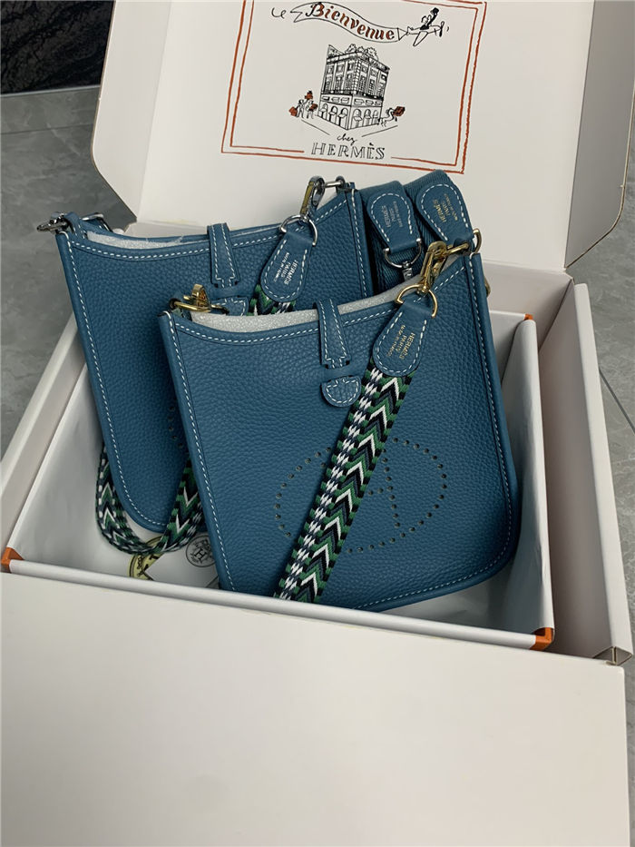 Hermes Evelyne III TPM Mini Bag Togo Leather In Denim Blue WAX High