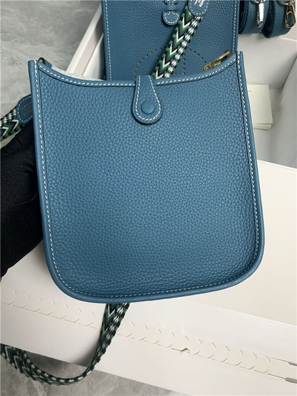 Hermes Evelyne III TPM Mini Bag Togo Leather In Denim Blue WAX High