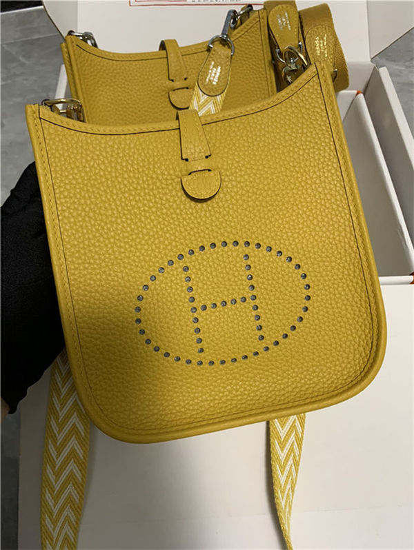 Hermes Evelyne III TPM Mini Bag Togo Leather In Mustard WAX High