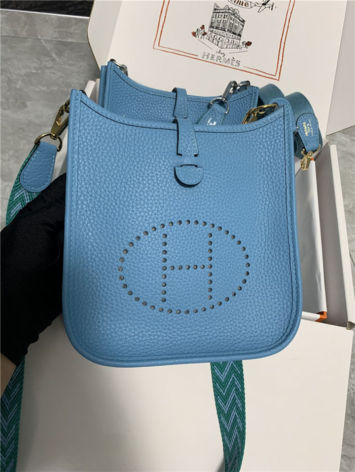 Hermes Evelyne III TPM Mini Bag Togo Leather In Blue WAX High